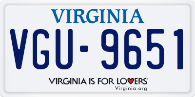 VA license plate VGU9651