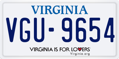 VA license plate VGU9654