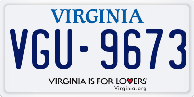 VA license plate VGU9673
