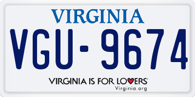 VA license plate VGU9674