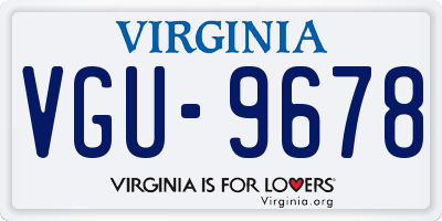 VA license plate VGU9678