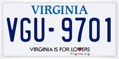 VA license plate VGU9701