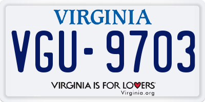 VA license plate VGU9703