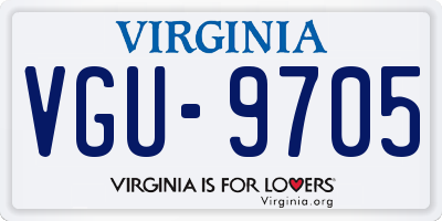 VA license plate VGU9705