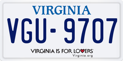 VA license plate VGU9707