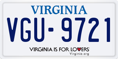 VA license plate VGU9721