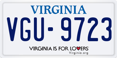 VA license plate VGU9723