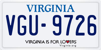VA license plate VGU9726