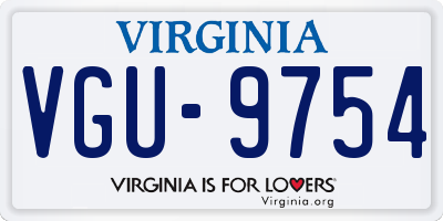 VA license plate VGU9754