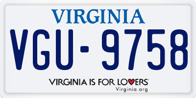 VA license plate VGU9758