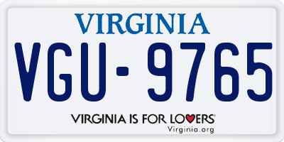 VA license plate VGU9765