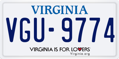 VA license plate VGU9774
