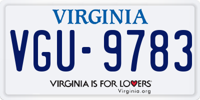 VA license plate VGU9783