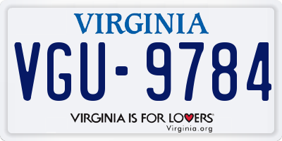 VA license plate VGU9784