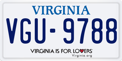 VA license plate VGU9788