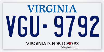 VA license plate VGU9792