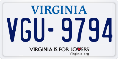 VA license plate VGU9794