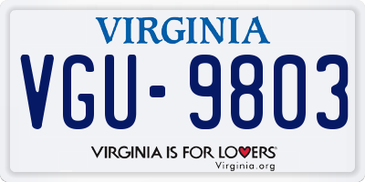 VA license plate VGU9803