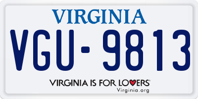 VA license plate VGU9813