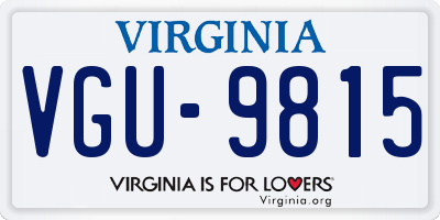 VA license plate VGU9815