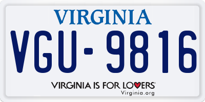 VA license plate VGU9816