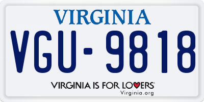VA license plate VGU9818