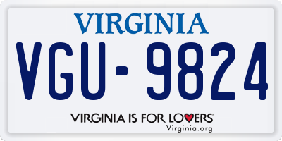 VA license plate VGU9824
