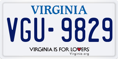 VA license plate VGU9829