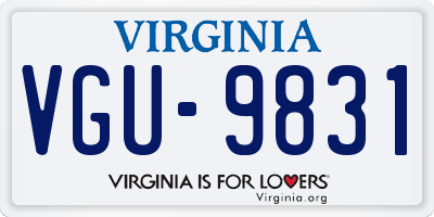VA license plate VGU9831