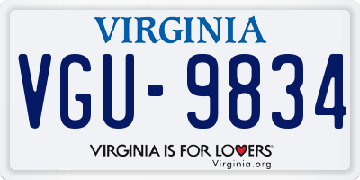 VA license plate VGU9834