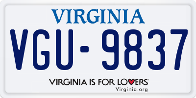 VA license plate VGU9837