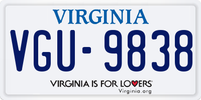VA license plate VGU9838