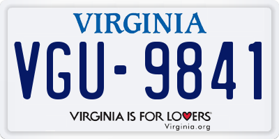 VA license plate VGU9841