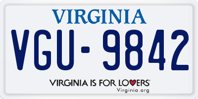 VA license plate VGU9842