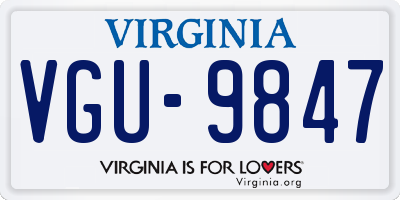 VA license plate VGU9847