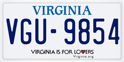 VA license plate VGU9854