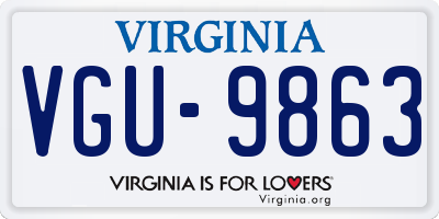 VA license plate VGU9863