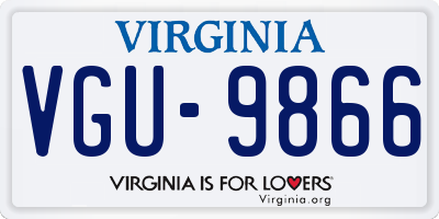 VA license plate VGU9866