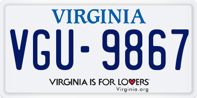 VA license plate VGU9867