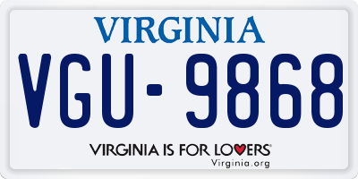 VA license plate VGU9868
