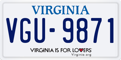 VA license plate VGU9871