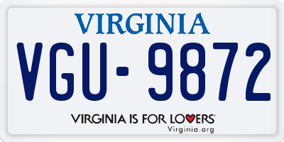 VA license plate VGU9872