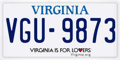 VA license plate VGU9873