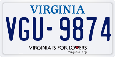 VA license plate VGU9874