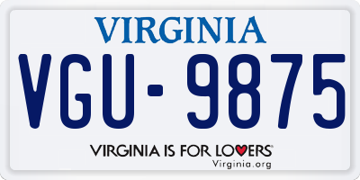 VA license plate VGU9875