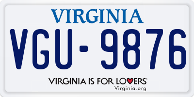 VA license plate VGU9876