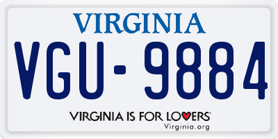 VA license plate VGU9884