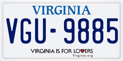 VA license plate VGU9885