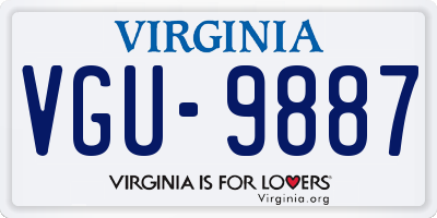 VA license plate VGU9887