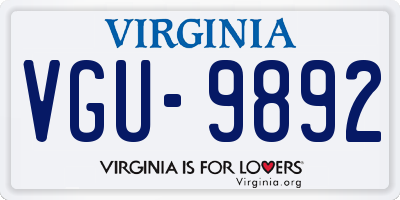 VA license plate VGU9892
